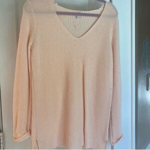 J. Crew Cream V-Neck Sweater with Fine Knit Texture